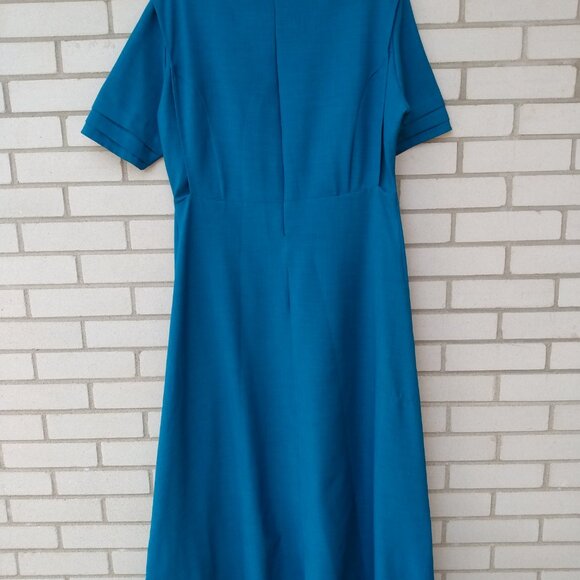 Amish Mennonite Cape Dress Plus Size 46"B 37"W Handmade Modest Teal Blue Prairie - Picture 8 of 11